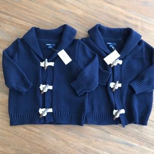 Twin baby boys fisherman toggle sweaters NWT